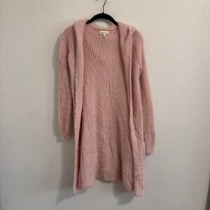 Bella‎ Du Jour Woman's XS Pink Hooded Knitted Cardigan Pockets Cozy Soft